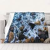 ASEELO 203x152cm Thickened flannel blanket Blanket Sea Stones Fleece Blanket Sofa Throw for Bed and Couch Travel