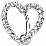 OUFER 14G Reverse Bauchnabelpiercing Chirurgenstahl Herz 10 mm Stablänge Lang Piercing Bauchnabel Bananabells CZ Nabelpiercing Silber Belly Button Piercing Bar Navel Ring