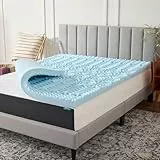 LUCID Matratzenauflage mit Gel infundierter Memory-Schaum, 7,6 cm Matratzenauflage, 5 Komfortzonen entlasten, CertiPUR-US-zertifizierter Schaumstoff
