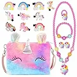 OSDUE Einhorn Handtaschen, Schmuckset für Mädchen, Unicorn Kette Halskette Armband Ring Schmuckset, für Party Geschenk (16 PCS)