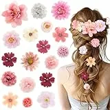 Kiiwah 18 Stücke Boho Haarclip Blume für Damen und Mädchen, Hawaii Blumenspangen Haare Haarspange mit künstlicher Blume Rapunzel Haarschmuck für Strand, Party, Hochzeit, Braut