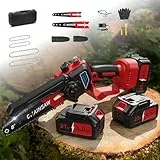 Akku Kettensäge, 6 Zoll & 8 Zoll Mini Kettensäge Elektro mit 8000mAh Akku, 1200W Brushless Handkettensäge mit Auto-Öler, Kompatibel mit Makita Akku, Für Garten Baumschnitt Schere und Holz schneiden