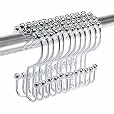 12 extra große Doppel Duschvorhangringe aus Edelstahl | Duschvorhang Haken in Chrom Optik| Vorhangringe für Jede Duschstange o. Gardinen Stange | leicht gleitende Ösen | Duschringe zum öffnen Set