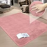 Granbest Luxus Verdicken Teppich Ähnlich Kaninchenfell Stilvolle Plüsch 1100GSM Teppich Anti-Rutsch Bereich Teppiche für Nachttisch Wohnzimmer Küche Home Decor (80 x 150cm, Rosa)