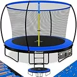 KESSER® Trampolin Ø 305 cm | TÜV Rheinland GS Zertifiziert | Gartentrampolin für Kinder bis 150 kg | Komplettset mit Sicherheitsnetz, Leiter, Randabdeckung, Seitentasche und Zubehör