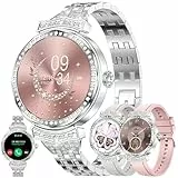 Smartwatch Damen mit Telefonfunktion, 1,32” AMOLED Fitnessuhr Smart Watch Fitness Tracker 123 Sportmodi Aktivitätstracker mit SpO2 Schlafmonitor Schrittzähler Armbanduhr für IOS Android (Silber)