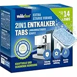 WoldoClean 2in1 Entkalkungstabletten für Kaffeevollautomaten - 2-Phasen Entkalker gegen Kalk & Korrosion, einzeln verpackt, 14 x 16g
