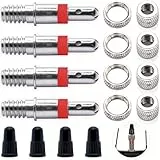 Fahrradventil Blitzventil Ersatz-Set Premium: 4X Dunlop Ventil-Einsatz mit Dichtung, Ventil-Mutter, Ventil-Kappe, Zubehör Ersatzteile Rad Trekking City-Bike, Puky Laufrad, Fahrrad-Ventil DV