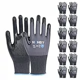 HPHST Handschuhe Arbeitshandschuhe, 12 Paar Arbeitshandschuhe Herren Damen mit Nitril-Beschichtung Gartenhandschuhe Touchscreen Arbeit Handschuhe Schutzhandschuhe für Montagearbeit (Grau, Large)