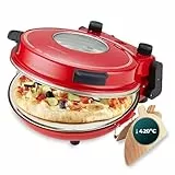Cecotec - Electric Pizza Oven with Window Fun Pizza&Co Mamma Mia Vista, 1200 W, Diameter 30 cm, Maximum Temperature 420℃, Adjustable Thermostat, Ceramic Stone Plate, 15 minute Timer.