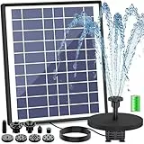 AISITIN Springbrunnen mit 6.5W Solar Panel Eingebaute1500 mAh Batterie Teichpumpe Wasserpumpe Schwimmender Fontäne Pumpe mit 6 Fontänenstile für Garten,Wasserspiele,Vogel-Bad,Teich