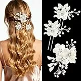 3 Stück - Haarschmuck Hochzeit, Blumen Perlen Braut Haarschmuck, U-förmig Hochzeit Haarspangen - Perfekt für Bräute und Hochzeiten