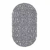 Relaxdays Badewannenmatte oval, BxT: 67 x 38 cm, waschbar, Massage, rutschfeste Badewanneneinlage, mit Saugnäpfen, grau, 1 Stück