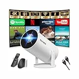 Beamer 4K Projektor Full HD 1080P【2026 Modell】 Mini Beamer mit WiFi 6 und Bluetooth 5.2, Android Tragbarer Projector 270° Dreh mit Auto Keystone für PC/HDMI/USB，mit Maus und Fernbedienung, Weiß