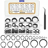 VIGRUE 400tlg Sprengring Sortiment Sicherungsring Set 19 Größe Kohlenstoffstahl E-Clip Externe Haltering Externes C-Clips Geteilte Schnallen Unterlegscheiben, M4-M28 mit Kunststoffbox