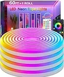httpsmp 18M RGB Neon LED Strip Lights, Musik Sync, 24V Flexible Streifen mit App/Fernbedienung anwendbar auf Schlafzimmer, Raum & Außendekoration