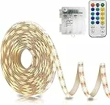 CCILAND LED Streifen 5M, 150 LED Strip Batteriebetrieben mit 8 Modi Timer Fernbedienung, Dimmbar LED Band Batterie Selbstklebend für Küche Schlafzimmer Deko (Warmweiß)
