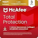 McAfee Total Protection 2026 (3 Geräte), 15 Monate Amazon Exklusiv | Virenschutz, VPN, Betrugsschutz, Sicherheitssoftware, Identitätsüberwachung | Abonnement mit automatischer Verlängerung | Download