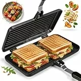 BESTonZON Doppelseitige Bratpfanne Nicht- Stick Backen Pancake Pan Omelette Tabletts Sandwich Maker Flip Grillpfanne für Frühstück Toast Panini Waffel