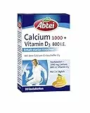 Abtei Calcium 1000 + D3 - Für den Erhalt starker Knochen - Hochdosiert - Glutenfrei, laktosefrei, für Vegetarier geeignet - Mit Zitronengeschmack - 30 Tabletten