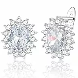 WOVEE Ohrringe Silber 925 Oval, Ohrstecker AAA Zirkonia Weiß Elliptisch Glitzer Stein Stecker Silber 925 Damen Frauen Braut Hochzeit Silberohrringe Damenohrringe