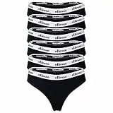 Ellesse Damen Strings, 6er Pack - HILLAR, Unterwäsche, Cotton Stretch, Logobund Schwarz M