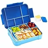 Inngly Kinder Brotdose mit Fächern – 1300ML BPA Frei Bento Box Lunchbox Vesperdose, Auslaufsicher 5, Jausenbox Brotbox für Erwachsene, Mädchen & Jungen, Mikrowelle/spülmaschinenfest, Blau