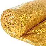 Gold Paillettenstoff 92 CM Paillettenmaterial Glitzernder Stoff Glitzerstoff für Pailletten-Fotokabinen-Hintergrund Vorhangstoff Pailletten-Tischdecke Schneidereistoff (92 cm, Gold)
