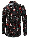 Goodstoworld Button Down Hemd Herren Männer Langarm Weihnachthemden Herrenhemd 3D Bunte Bügelfreie Langärm Slim Fit Freizeithemd Christmas Shirts XL