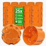 Elektro Butler Unterputzdose Hohlwanddose 68mm – Hohlraumdose Ø 68 mm – 60 mm tief – für Trockenbau & Gipskarton – Unterputzdosen für Schalter & Steckdosen – orange – 25 Stück