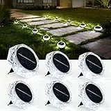 Hqynss 6 Stück Solar Bodenleuchten Aussen, 8 LED Solarleuchten Garten IP65 Wasserdicht, Gartenbeleuchtung Solarlampen für Außen Garten Rasen Auffahrt Gehweg Patio, Kaltes Weiß