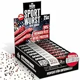 Grillido Original Sportwurst 25x25g (625g) – Proteinreicher Pork Snack mit 42% Eiweiß, knackige Konsistenz, ohne Zucker – Herzhafte Alternative zu Pork Jerky, Bacon Snack & Protein Bar