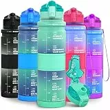 Lunidry Trinkflasche - Tritan BPA Frei Wasserflasche Kinder, 1L/500ml Kohlensäure Geeignet Auslaufsicher Sport Trinkflasche mit Zeitmarkierungen & Fruchteinsatz Für Schule, Fahrrad, Gym, Outdoor