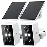 wansview Überwachungskamera Aussen Solar Akku - 2K Kamera Überwachung Aussenkamera WLAN Kabellos Akku mit Solarpanel, WiFi Camera Outdoor, Farbnachtsicht, PIR Bewegungserkennung, 2-Wege-Audio,2er Set