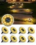 MOXTOYU 8 Stück Solar Bodenleuchten Aussen, 8 LED Warmweiß Solarlampen für Außen, IP68 Wasserdicht, Automatischer Lichtsensor, Wetterfeste Gartenleuchten Solar für Garten Rasen Gehweg Patio Auffahrt