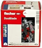 fischer DuoBlade, selbstbohrender Gipskartondübel, starker Dübel für einfache Montage in Gipskarton- und Gipsfaserplatten, mit Zentrierspitze aus Metall, 40 Stück