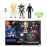 Sonic 3 Movie Actionfiguren-Multipack, 6cm von JAKKS Pacific, offizielle SEGA-Lizenz, Wave 1 mit Sonic-, Shadow- und Knuckles-Figuren sowie Buzz Bomber- und Drohnenzubehör