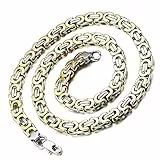 Flongo Herren-Kette Königskette Herrenkette Männer Kette, 9mm Breit Edelstahl Halskette Ketten Schwarz Silber Rose Gold Goldkette 57cm Herrschsüchtig Rau Rock Herren-Accessoires