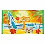Boland 52466 - Fahne Strand, Größe 90 x 150 cm, Polyester, Beach, Beachparty, Gartenparty, Banner, Wanddekoration, Hängedekoration, Kindergeburtstag, Mottoparty, Karneval