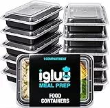 Igluu Meal Prep Boxen mit Deckel (20er-Pack) - wiederverwendbar, mikrowellen-, gefrier-, spülmaschinengeeignet, stapelbar - 828ml Fassungsvermögen - 1 großes Fach - aus BPA-freiem Kunststoff