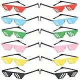 12 Stück Pixel Sonnenbrille, Coole Sonnenbrille, Farben Party Brille, Farben Partybrille Mosaik Brille, Premium Photo Props Glasses, Thug Life Party Sunglasses für Fasching Musikfestivals Party Bar