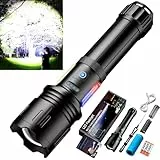 ASORT LED taschenlampe extrem hell, Mit 2 COB-Lampe, Taktische Licht 9 Lichtmodi, Memory-Modus, USB aufladbar taschenlampe,IPX6 Wasserdicht, für Camping, Wandern, Angeln, Outdoor, Notfäll