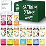 LiveFresh Saftkur 3 Tage – 21 Säfte (250ml) & 9 Shots (60ml) kaltgepresst¹ – 743 Kalorien pro Tag – Tipps zum nachhaltigen Abnehmen in der LiveFresh App
