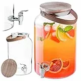 KADAX Getränkespender 5,6 Liter, Limonadenspender mit Zapfhahn und Deckel, Großer Wasserspender aus Glas, Saftspender, Getränkebehälter, Glasbehälter