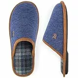 VeraCosy Herren Bequeme Pantoffeln Weich Rutschfest Maisstrick Gedächtnisschaum Innen Schlafzimmer Hausschuhe Marineblau,44-45 EU