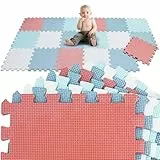 LittleTom 18 Teile Spielmatte Baby Puzzlematte ab Null - 30x30 Krabbelmatte Bodenmatte Kinder - Puzzle Teppich Kinderzimmer Matte - Outdoor Bodenschutzmatte Spielteppich - Eva Schaumstoff Isomatte