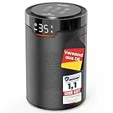 Heefoto Heizlüfter Energiesparend [TESTSIEGER], 1500W ECO Heizlüfter Klein, Heizlüfter Leise mit 24h Timer, Kipp- und Überhitzungsschutz, Schwarz