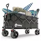 Sekey XXXL Bollerwagen Faltbar 300L 200KG Belastbar, verlängerter Faltbollerwagen mit Extra Breite 17x10 cm All-Terrain-Räder Handwagen, Patentiert 4-Wege-Sofortaufbau Transportwagen, Anthrazit