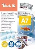 Peach Laminierfolien A7 - 125 Mic - 100 Pouches - Glänzend - Premiumqualität - kompatibel mit Geräten aller Markenhersteller - PP525-05
