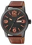 Citizen Herren Analog Quarz Uhr mit Leder Armband BM8476-07EE, Rot/Schwarz